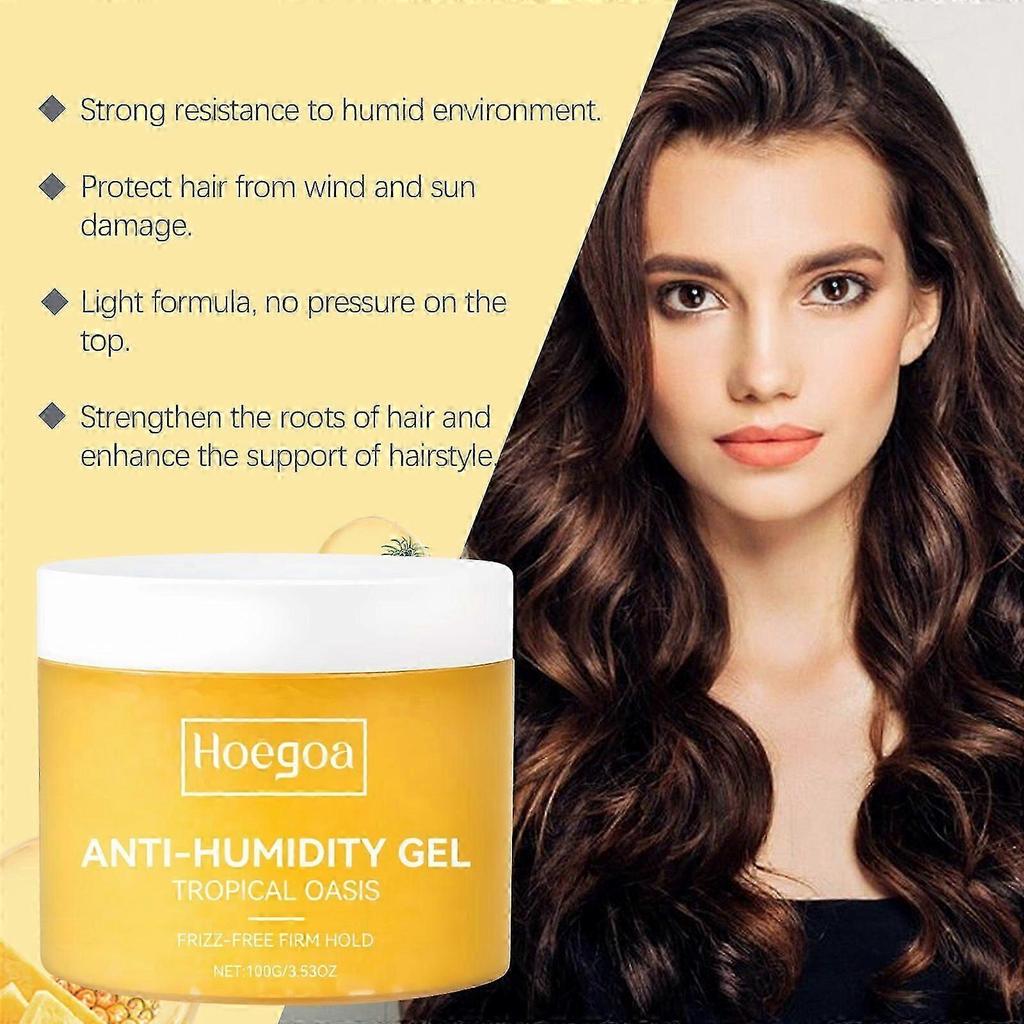 Anti-Humidity Hair Gel 100g | Frizz-Free Firm Hold & Tropical Oasis Scent | Aloe Vera & Pineapple Extract | All Hair Types & Humidity Control