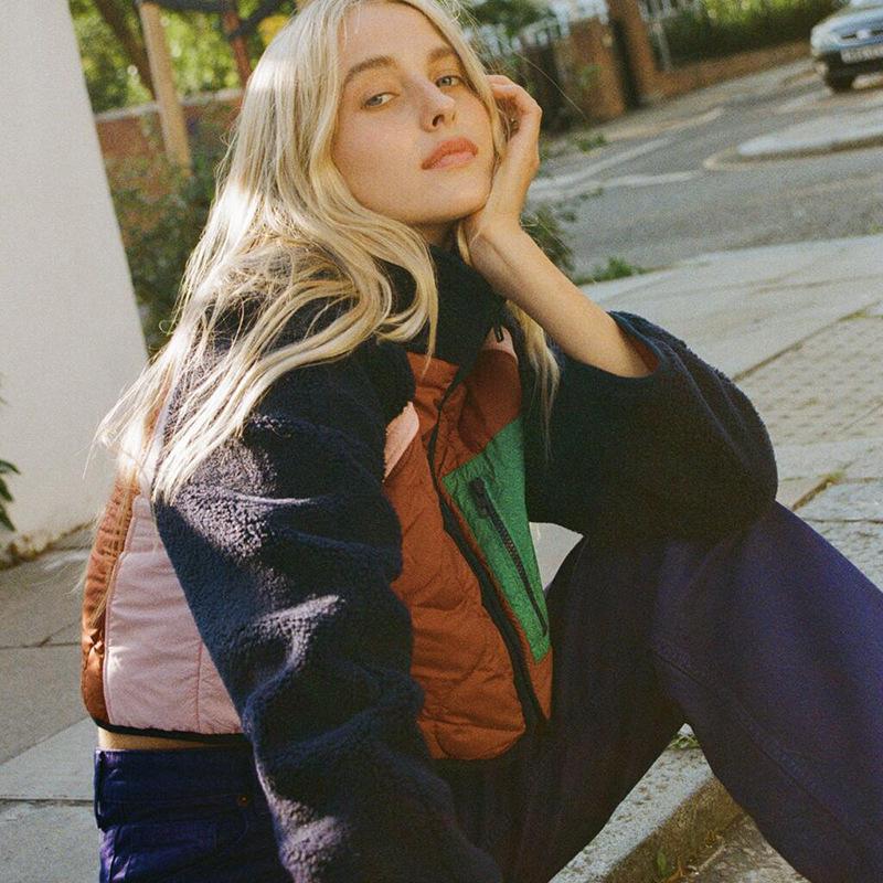 Европейская и американская женская мода Флисовая куртка с короткими рукавами