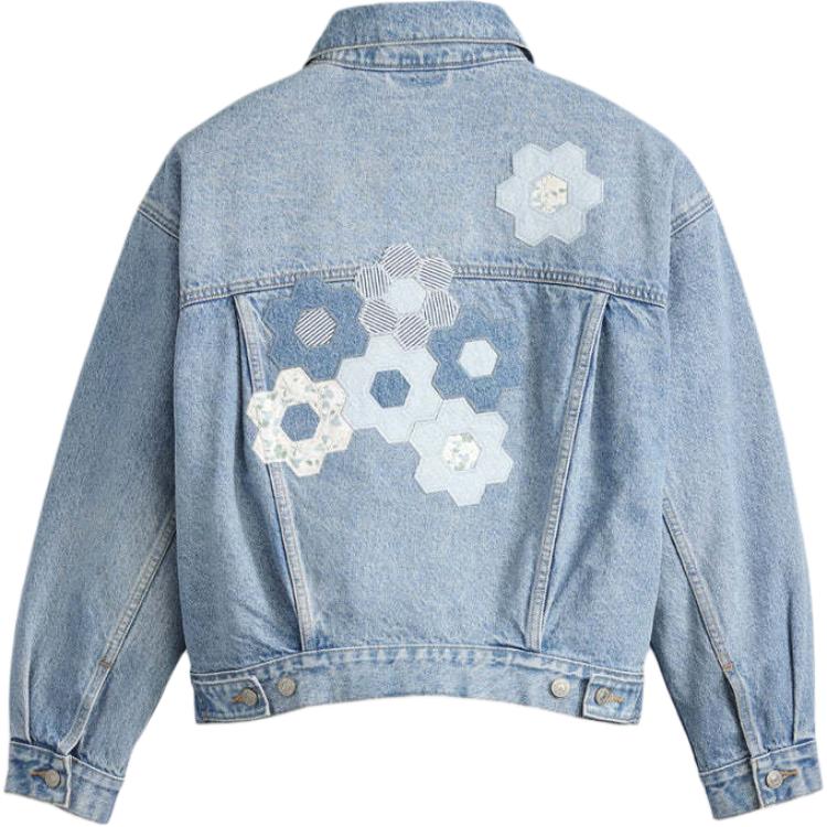Levis Нашивка Вышивка Повседневная Удобная Джинсовая Куртка Женские куртки Синий A1743-0063