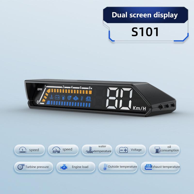 Двойной экран Автомобильный спидометр Цифровой HUD ODB Спидометр Проектор на лобовое стекло Напряжение Проекционный дисплей для грузовых автомобилей