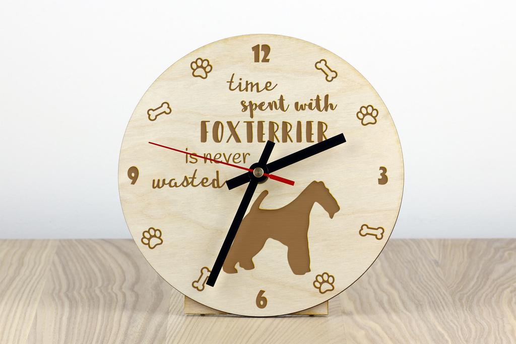 Fox Terrier Wire - clock with dog, wooden clock with engraving, personalised clock by Art-Dog