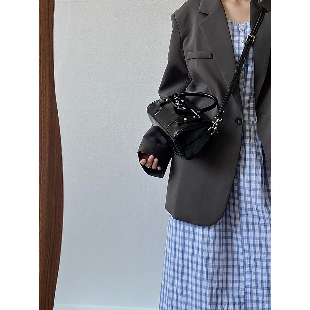 IELGY Ladies Messenger Bag All-Match High-End Black Portable Boston Bag