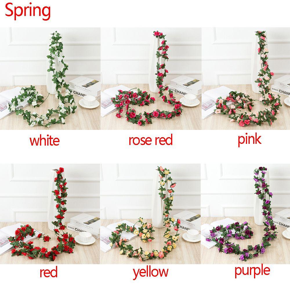 Wedding Decor Rose Garland Garden Arch Fake Plant Vines Flowers Garland Artificial Rose Flowers