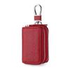 Genuine Leather Double Zipper Car Key Bag with Waist Hanging Key Chain for Men