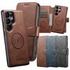 Чехол-бумажник 2 в 1 с откидной крышкой из кожи для Samsung Galaxy S25 S24 S23 S22 Ultra S25U Магнитный держатель для карт Беспроводная зарядка Чехол для телефона