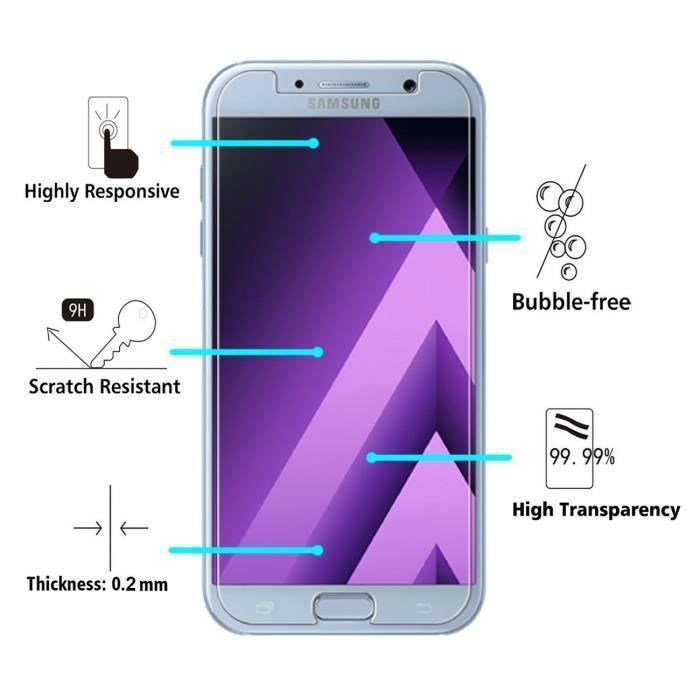 Закаленное стекло для Samsung Galaxy A5 2017 A520 - [Комплект 2 шт.] Защитная пленка для экрана сверхвысокой прочности [Phonillico®]