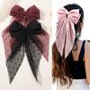 Fashion Chiffon Bow Hair Clip Elegant Women Solid Spring Clip Hair Pin Retro Bow Hairpins Simple Headband Girls Hair Accessories