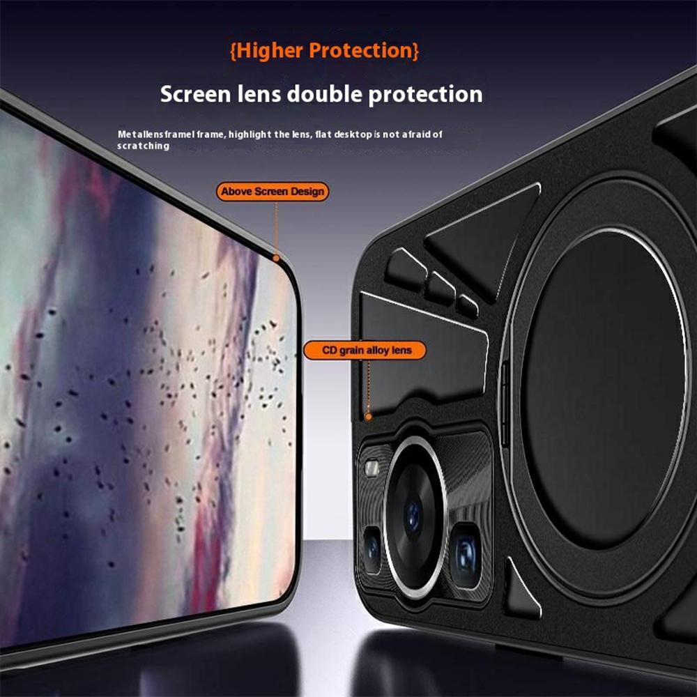 For Huawei P60/P60 Pro Case Magnetic Kickstand Hollow Heat Dissipation Silicone+PC+Metal Bumper Phone Cover