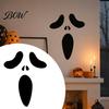Large Halloween Window Clings Horror Ghost Face Wall Stickers, Minimalist Black Line Removable Door Decor Self-Adhesive Spooky for Bedroom Living Room
