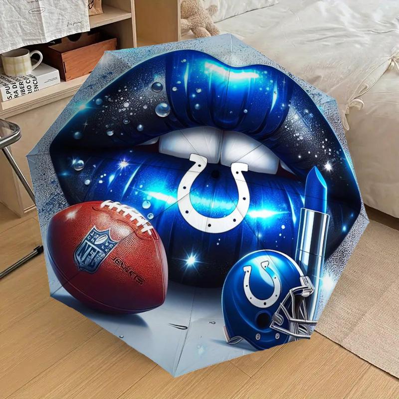 1pc Indianapolis Colts Lipstick Football Helmet Umbrella with Plastic Handle,Suitable for All Seasons Home Travel Outdoor UmbrellaDD453