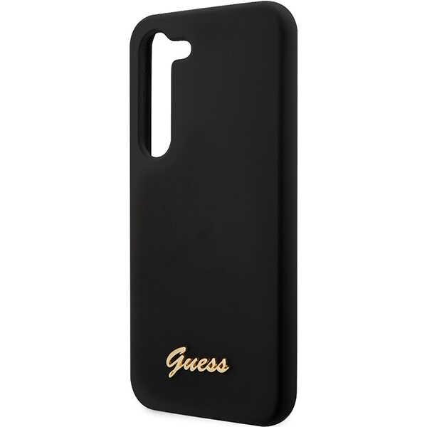 Guess Guhcs23Sslsmk S23 S911Czarny/Black Hardcase Silicone Vintage Gold Logo