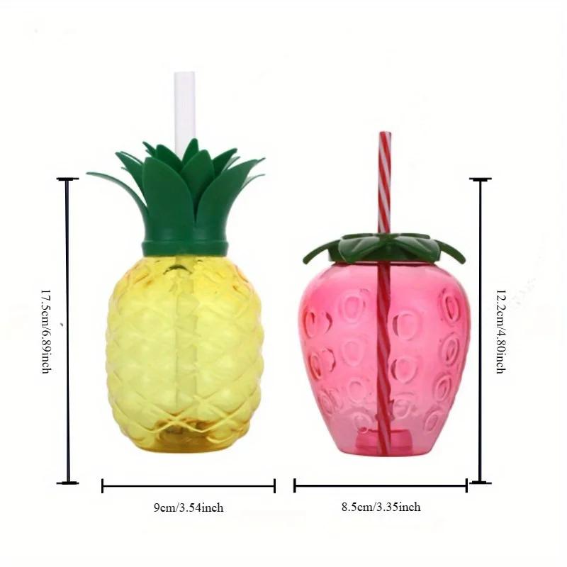 2 шт. Гавайские летние стаканы для питья в виде ананаса и кокоса, стаканы для сока и напитков в форме клубники для дня рождения, свадьбы, пляжной вечеринки у бассейна