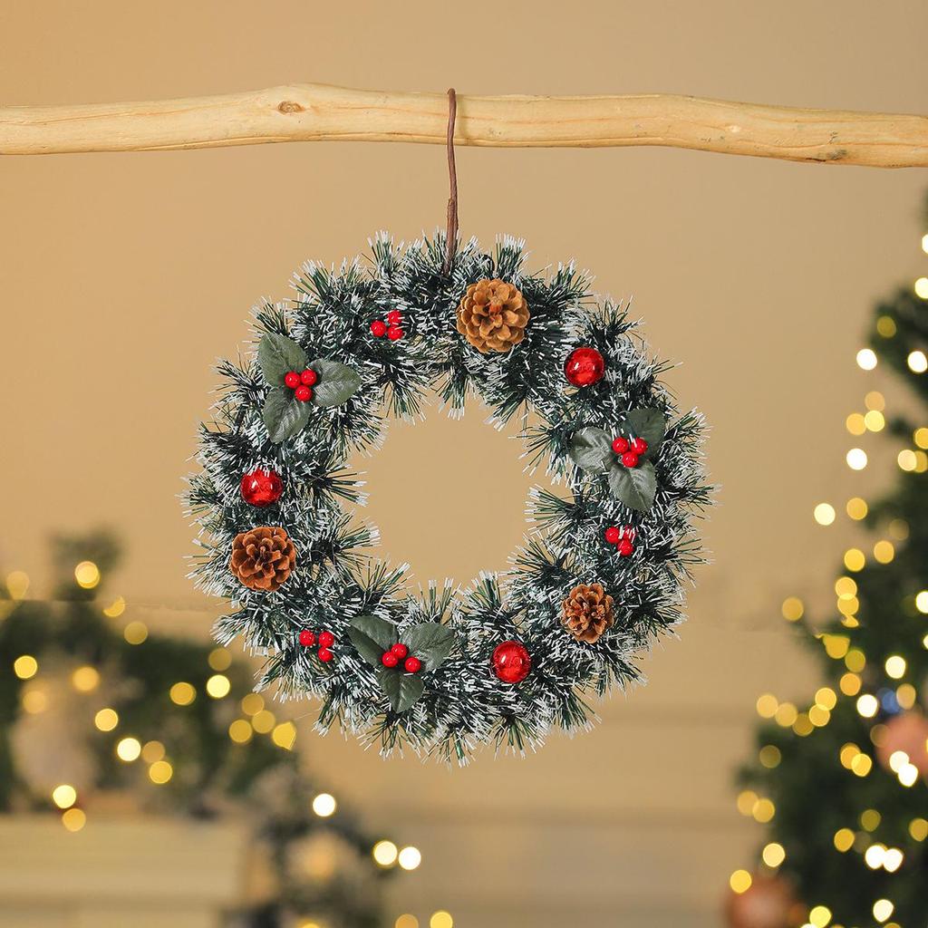 Cross-border Pine Needle Christmas Wreath Garland for Hotels & Malls