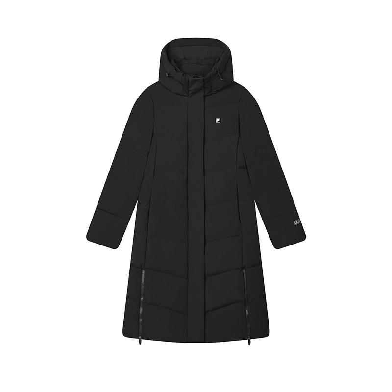 Fila Warm Long Hooded Down Jacket Women Outerwear Black F11W443905FBK