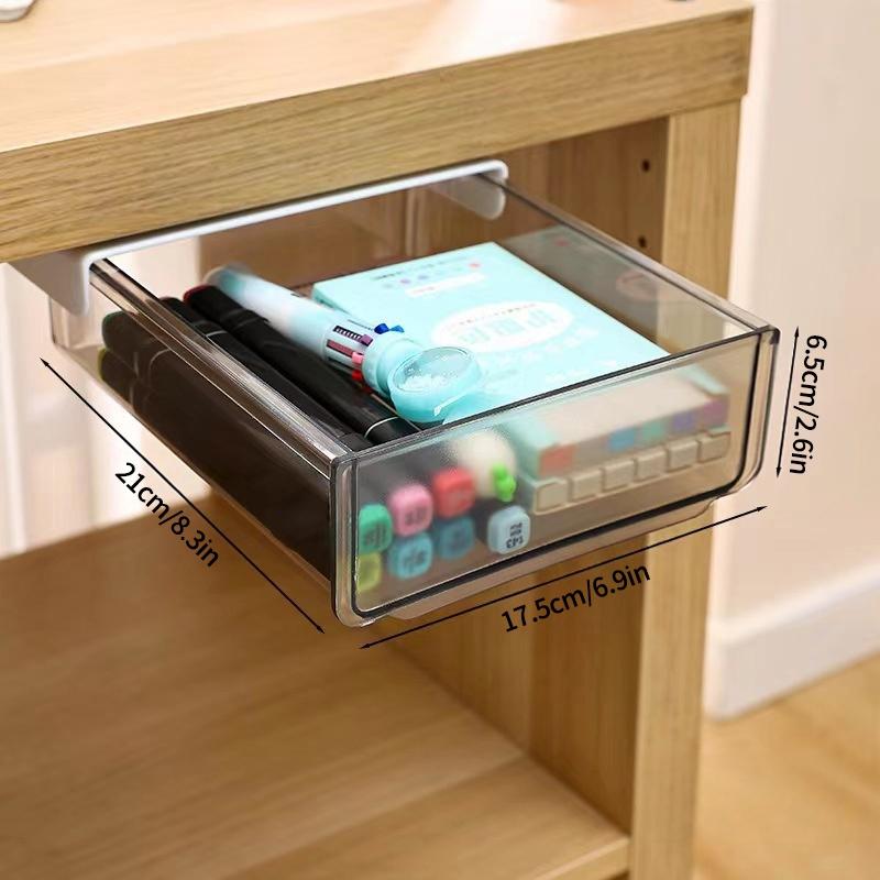 Hidden Table Storage Box Sundries Stationery Organizer Drawers Slide Out Tray Adhesive Under Desk Drawer Organizer