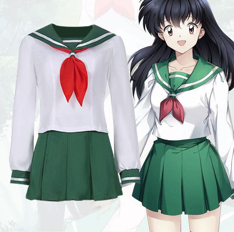 4 шт. комплекты, аниме, косплей костюм InuYasha Kagome Higurashi, женская униформа для девочек, рубашка, юбка, костюм на Хэллоуин, карнавал, косплей костюм для взрослых