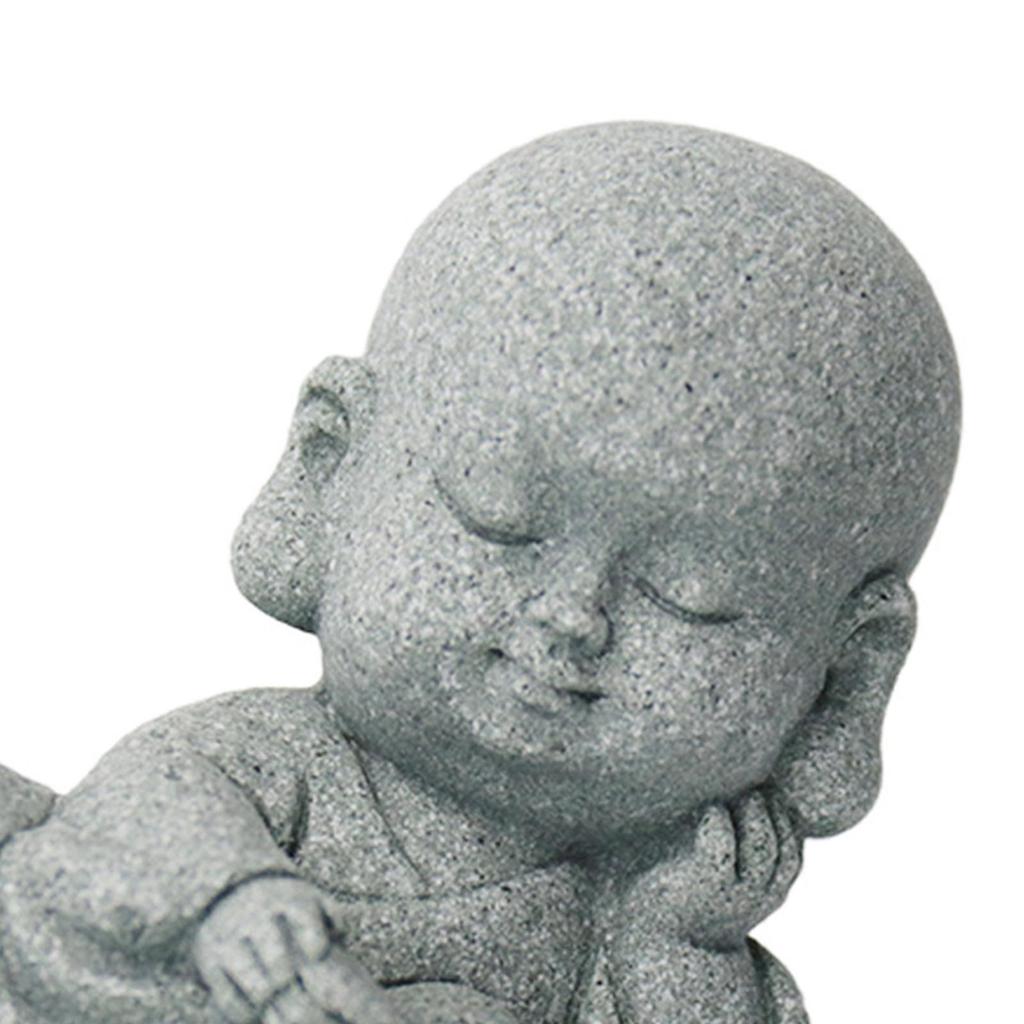 Cute Monk Buddha Statue Present Sculptures Resin Baby Monk Buddha Statue Monk Figurine for Garden Yoga Desktop Outdoor Decor