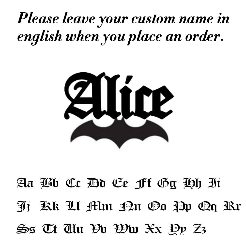 Jeshayuan Custom Bat Name Necklace Custom Gothic Name Necklace For Women Old English Font Name Necklace with Bat For Men