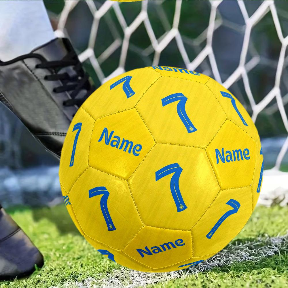 Yellow Number Seven Name Personalized Text Size 5 Soccer Ball Indooroutdoor Universal Football Perfect For Customized S For Football Accessories Ideal