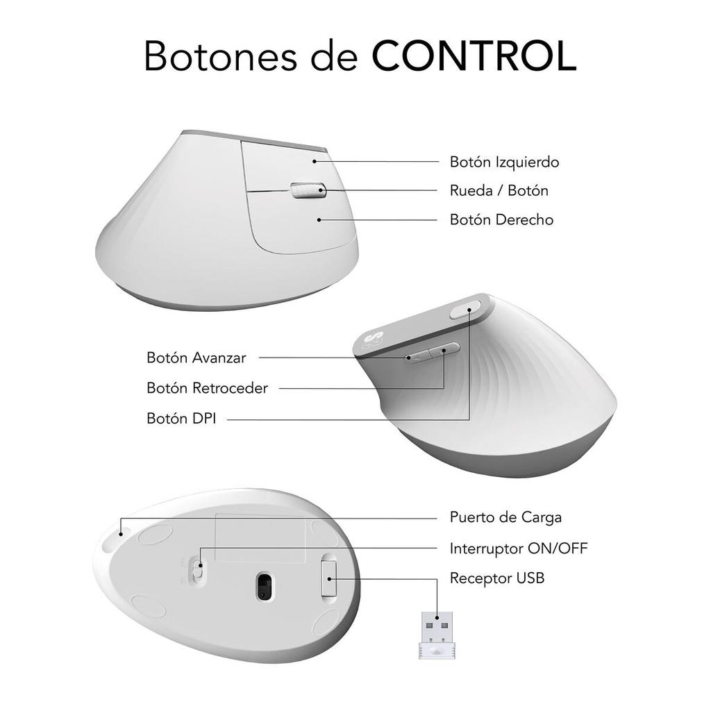 Ergonomic Optical Mouse Subblim SUBMO-EDNVW02 White 4000 dpi
