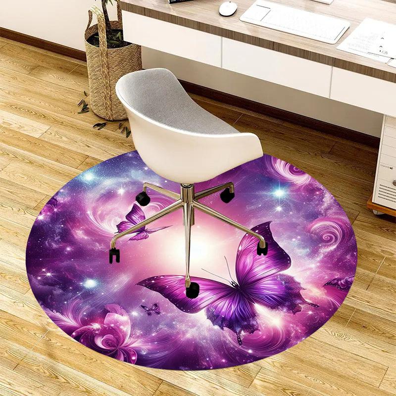 1pc Office Carpet Chair Mats Purple Butterfly Fantasy Perfect for Decorating Office Chairs, Living Rooms, Or Bedrooms.YDT142