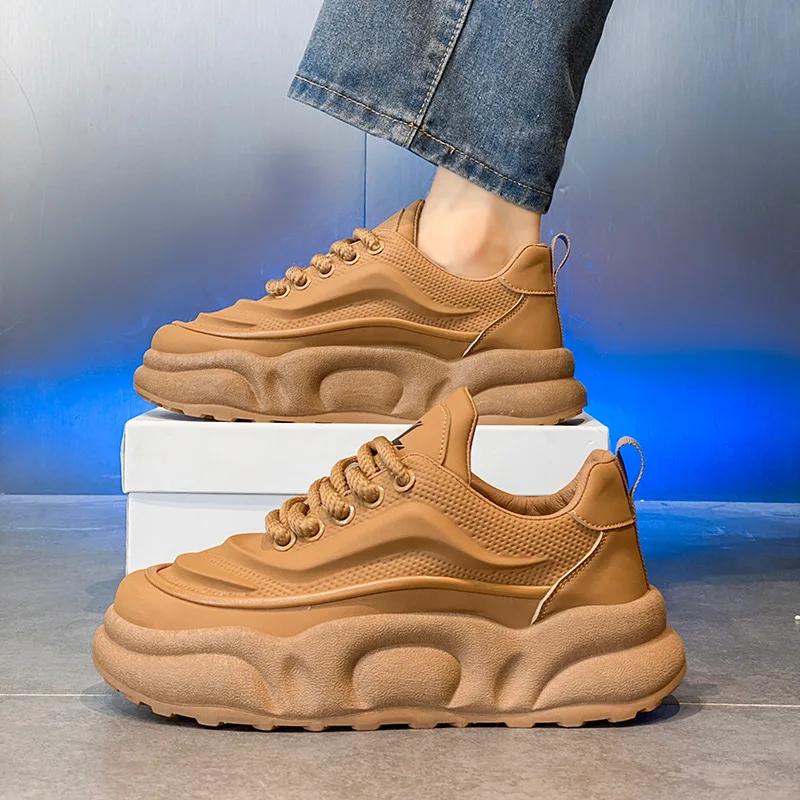 Модная мужская обувь весна-осень на толстой подошве, модная уличная обувь для фотосъемки, повседневная обувь для молодежи, спортивная обувь для бега с противоскользящим покрытием