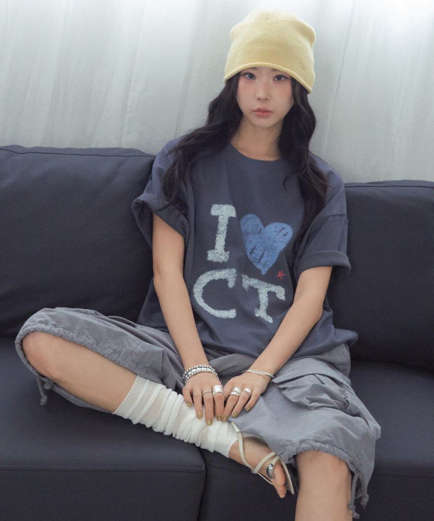 CITTA Футболка оверсайз I Love City_Ctt381 (Древесный уголь)