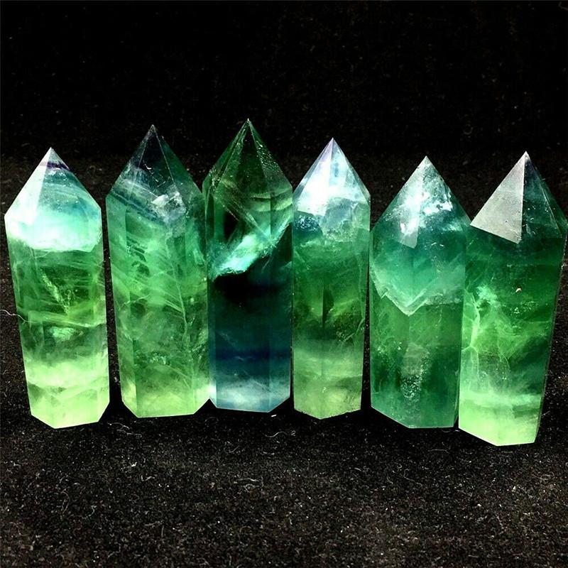 Radiant Natural Green Fluorite Quartz Crystal Point Hexagonal Wand For Healing And Reiki