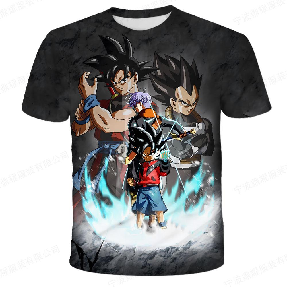 Детские футболки Dragon Ball Футболка с 3D-принтом Goku Одежда для мальчиков Уличная одежда Топы для детей Vegeta с коротким рукавом Детский Harajuku