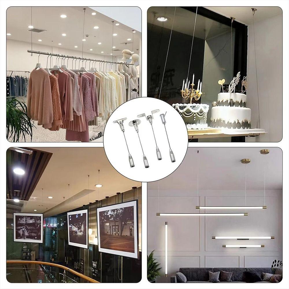 1Pcs Adjustable Spring Hook Wire Rope Suspension Kit for Lighting Fixtures and Picture Decoration