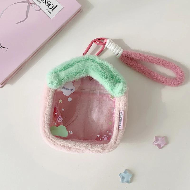 Мультяшный плюшевый прозрачный ПВХ мешок для хранения кукол, 3D уличный домик, Сумка для кукол для демонстрации, Брелок для студента, Сумка для кукол