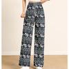 Women's High Waist Elephant Printed Wide Leg Pants - Casual Spring/Summer Style