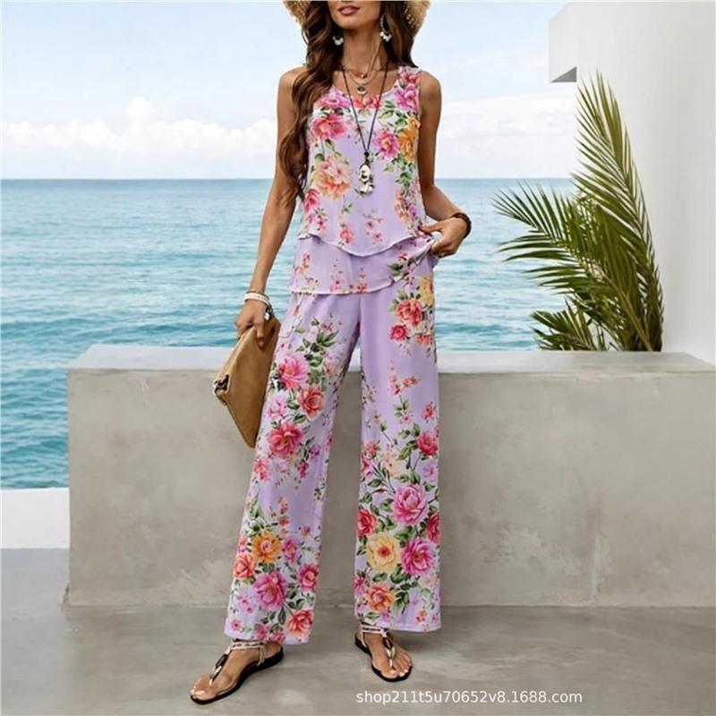 European and American bohemian women's sleeveless suit is suitable for daily wear and vacation sleeveless suit is in stock.
