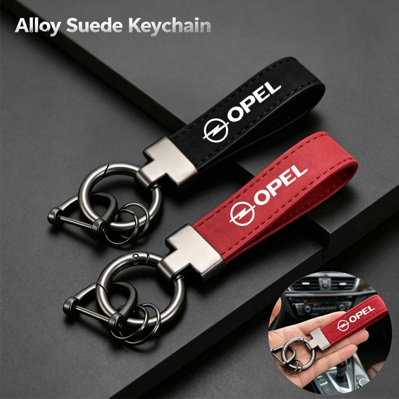 Logo Alloy Luxury Suede Leather Keychain Car Key Chain For Opel Astra Grandland Corsa Mokka Frontera Insignia Zafira Vivaro Karl