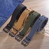 Personalized Canvas Belt Double Pin Buckle Men'S And Women'S Casual Cotton And Linen Style Decorative Jeans Wide Belt