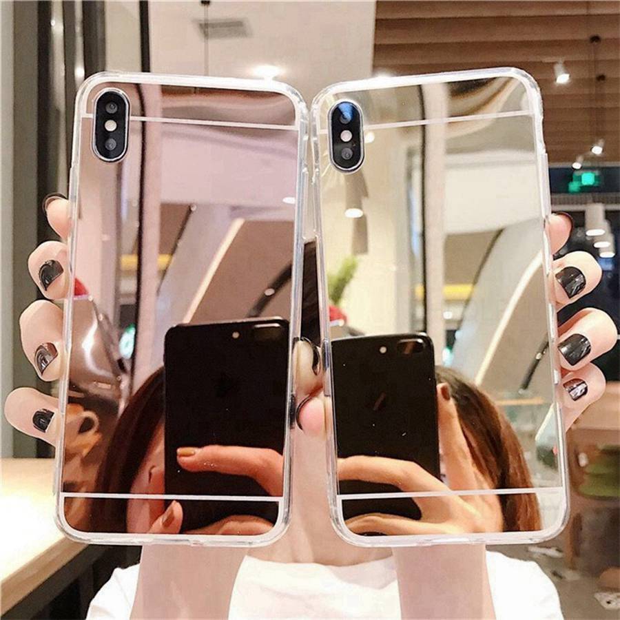 Зеркало для макияжа Блестящий силиконовый чехол Для Apple iPhone 17 16E 15 14 13 11 12 16 Pro Max Vivo V23 5G V27 Y20 Y11S Y31 Y72 Y21 Y33S Y53S Y36 Y35 V30 Чехол
