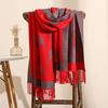 2024 Осень и зима Новый утолщенный и удлиненный кашемировый шарф универсальный женский теплый шарф для защиты шеи двухсторонний шарф шаль
