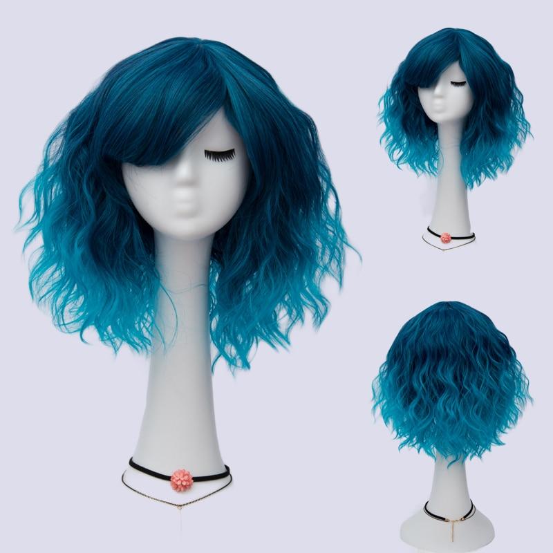 Short Bob Cosplay Wig for Women Synthetic Green Hair New Style Natural Supple Summer Heat Resistant Wig With Side Bangs
