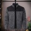 Осень-зима Мужская куртка Вязаная Лоскутная Застежка-молния Стоячий Воротник Кардиган Длинные Рукава