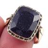 Natural Blue Sunstone Gemstone 925 Sterling Silver TwoTone Gift Ring S.8 w8S75