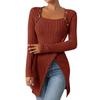 Асимметричные свитера для женщин, весенняя рубашка с длинным рукавом 2024, вязаный пуловер в рубчик, свободная блузка Csaual, топ-туника