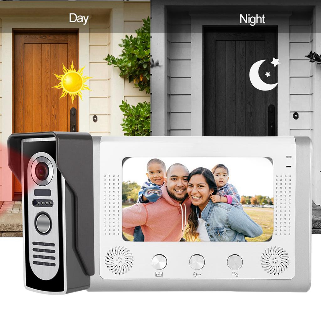 7-дюймовый проводной цветной TFT-LCD экран ИК ночное видение видеодомофон дверной звонок дверной телефон