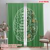 2pcs 2D Flat Printing Window Curtains Brain Flower Polyester Without Electricity Family Party Perfect for Home & Party