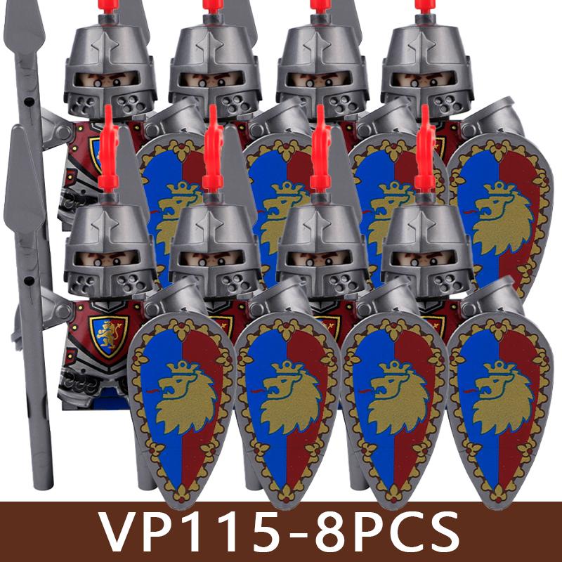 Medieval Castle Series Soldier Figures Building Blocks Military Knight Legion Militia Warrior Dragon Wolf Crow King Bricks Toys