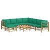 VidaXL Garden Lounge Set 9 Pcs with Green Bamboo Cushions 3155164