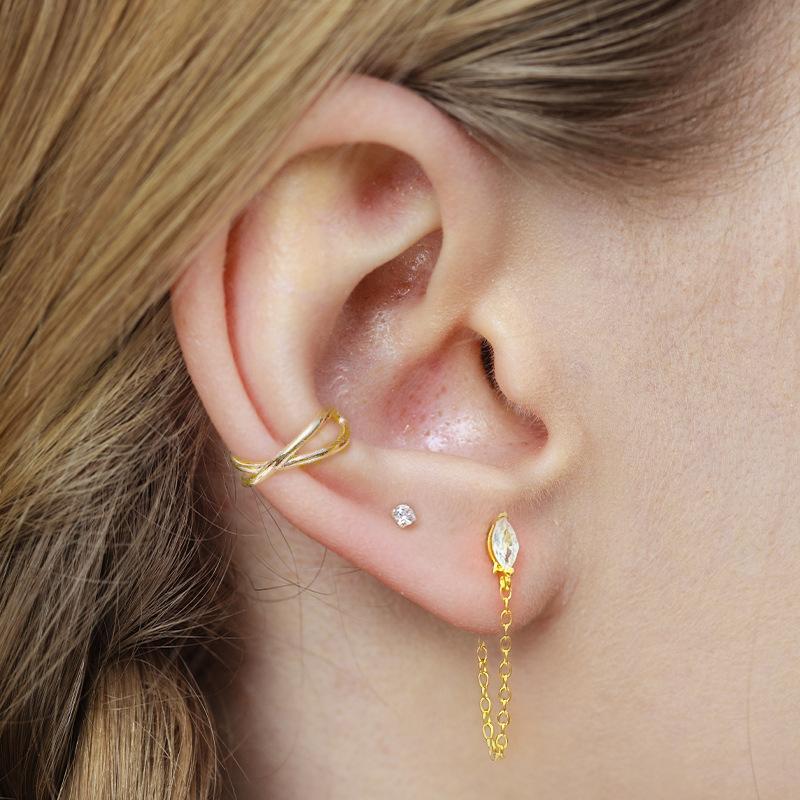 Luxury Rhombus Dainty Elegant Tiny CZ Long Tassel Chain 925 Sterling Silver Earrings Fashion Jewelry