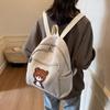 Bear Backpack Corduroy Student Schoolbag Women Cartoon Backpack