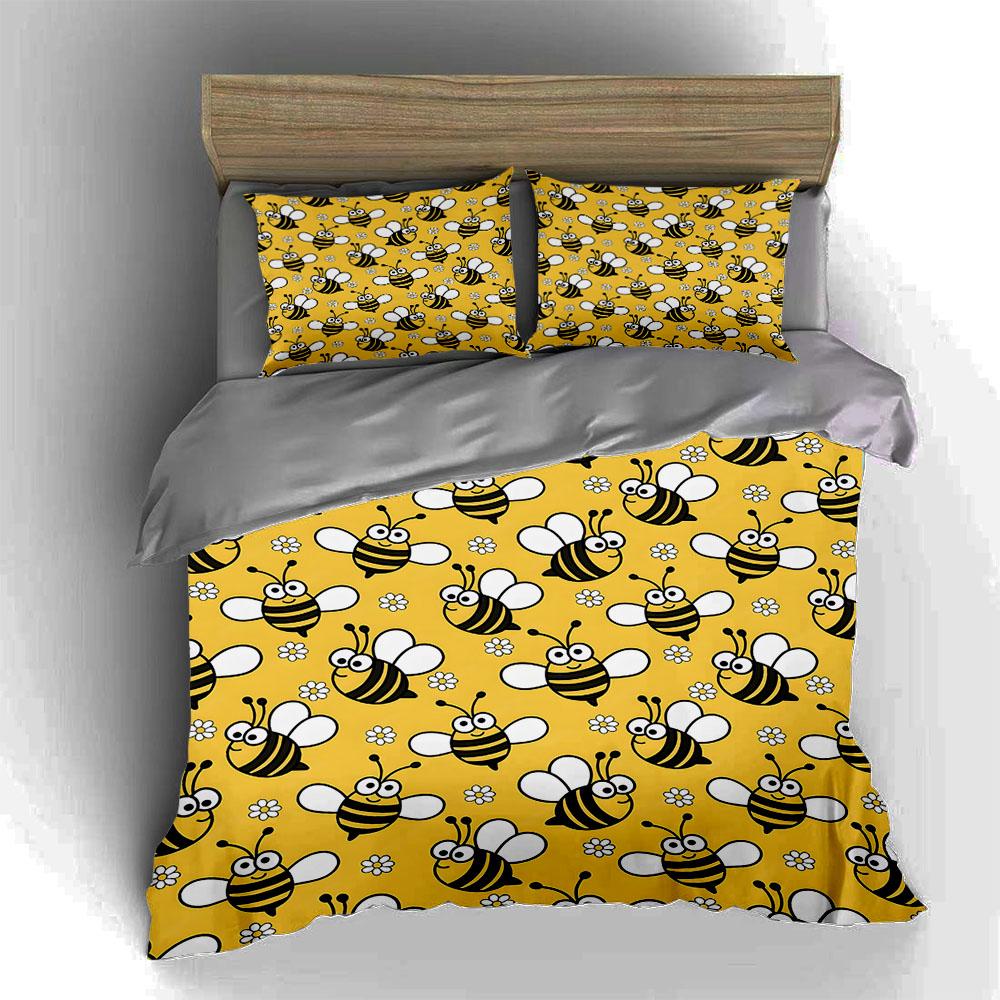 Cheerful bee pattern. Bedding Duvet cover sets Duvet covers Pillowcases gifts (1 * Duvet Cover 2 * Pillowcases, without duvet insert)