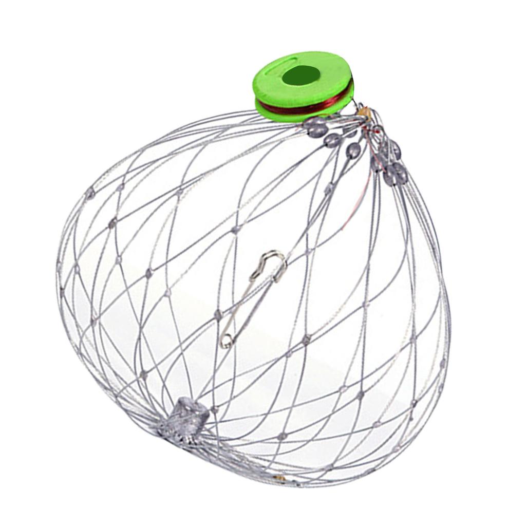 Saltwater Fishing Crab Trap Stainless Steel Cage Adjustable Crab Trap Cage With Auto Deploying Fishing Gear Accessory