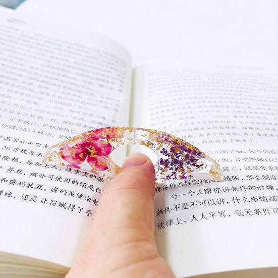 Подставка для страниц книги из смолы с сушеными цветами, кольцо для большого пальца, закладка ручной работы из прозрачного цветка, аксессуары для чтения для любителей книг.